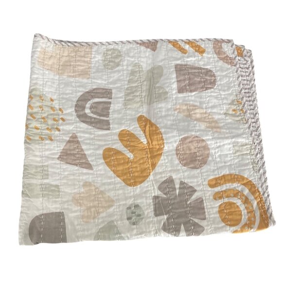 Nordstrom 36" X 45" Baby Quilt Cotton Layered Soft & Cozy Abstract Neutral Tones - Picture 13 of 13